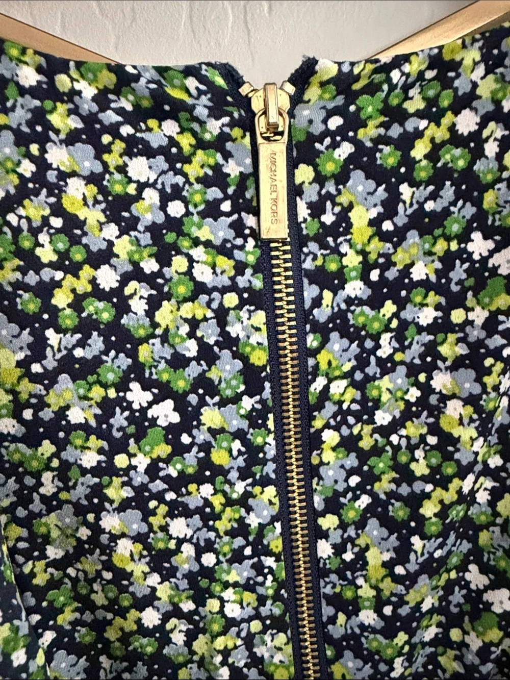 Michael Kors Navy Dress with Green & White Floral Print